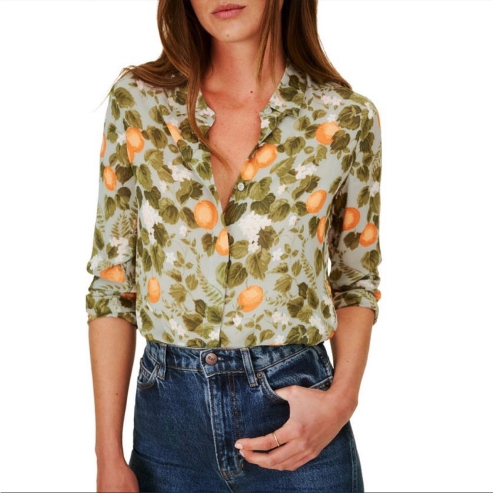 Reformation Violet Shirt Blouse in Orange Grove